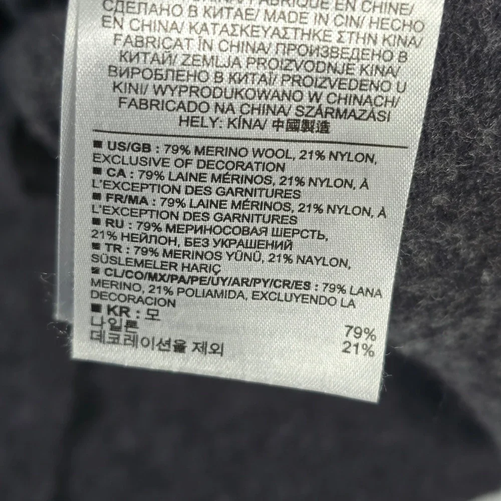 Banana Republic Mens XL Charcoal Gray Merino Wool Italian Yarn Snap Pullover